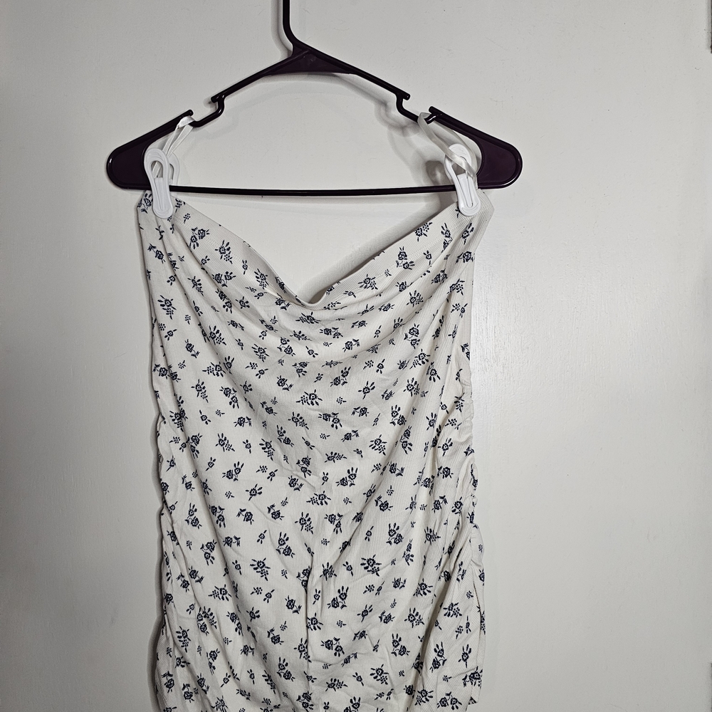 Torrid White and Black Floral Blouse Strapless
